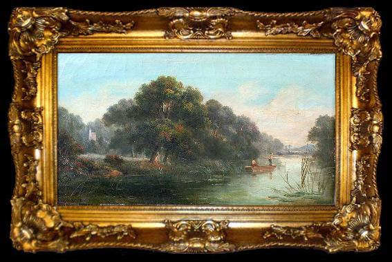 framed  John Mundell Punting Down the River, ta009-2